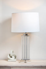 Acrylic Pillar Table Lamp with Linen Shade